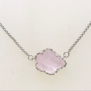 Kendra Scott Tess Rose Quartz necklace Silver Tone